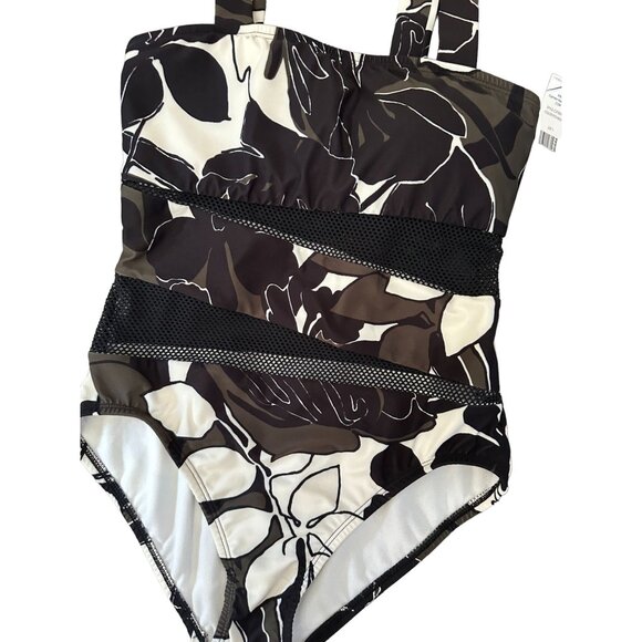 CARMEN MARC VALVO Floral Mesh Swimsuit Sz 10 NEW - Picture 2 of 5